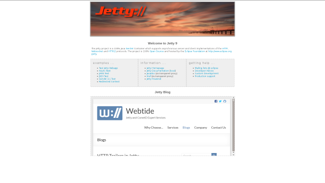Page de bienvenue de Jetty [Jetty welcome page]
